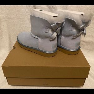 Baby blue metallic Mini Bailey Bow UGG
